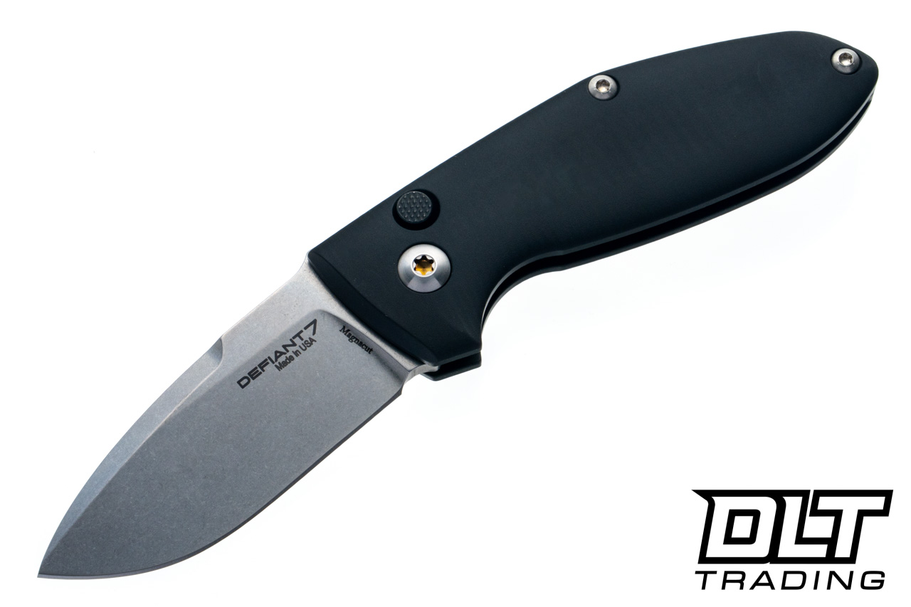 Defiant 7 Alpha - Black Aluminum Handle - Stonewash MaganCut Blade