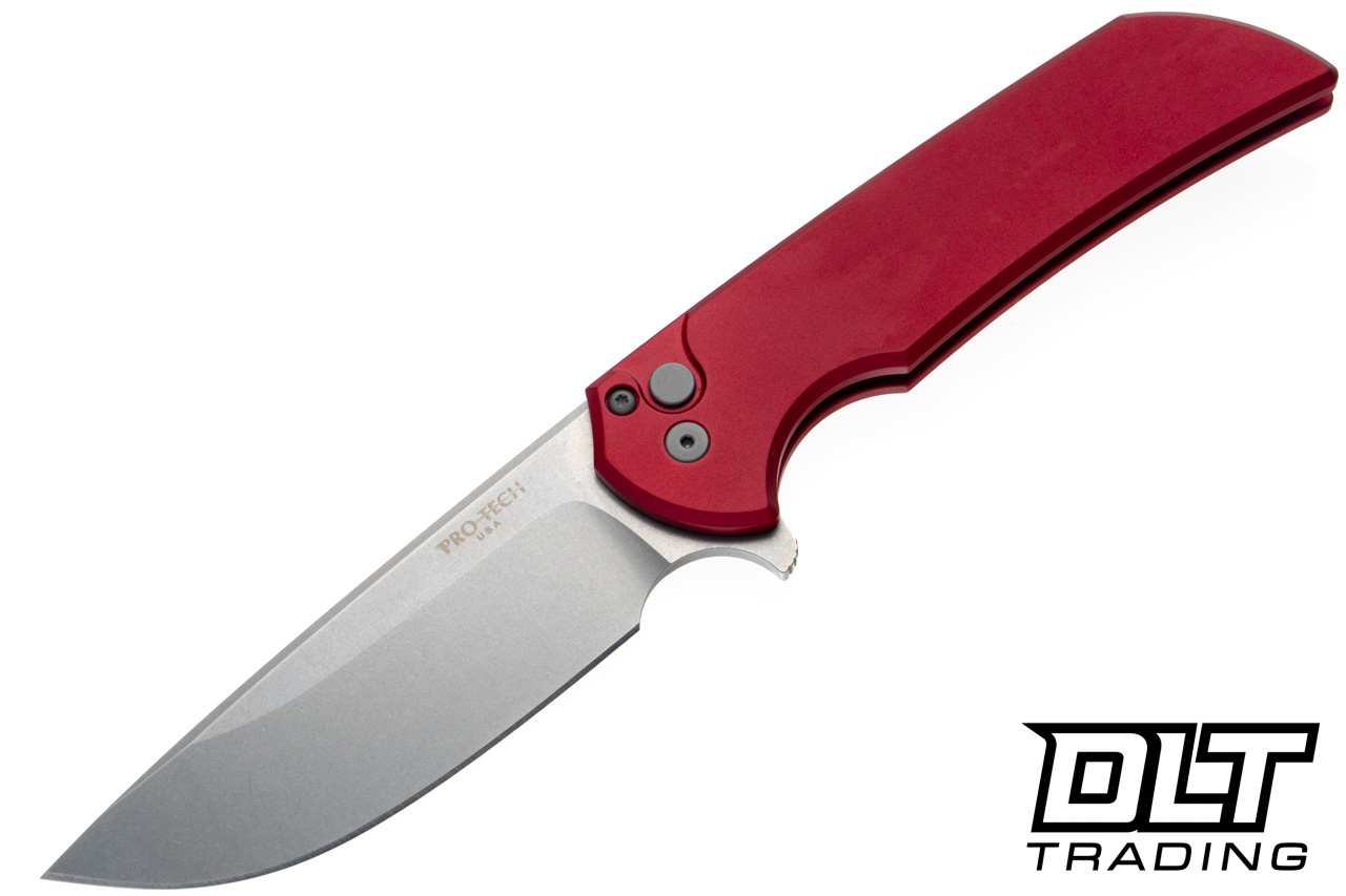 Pro-Tech Mordax - Red Handle - Stonewashed 20CV Blade - DLT Trading