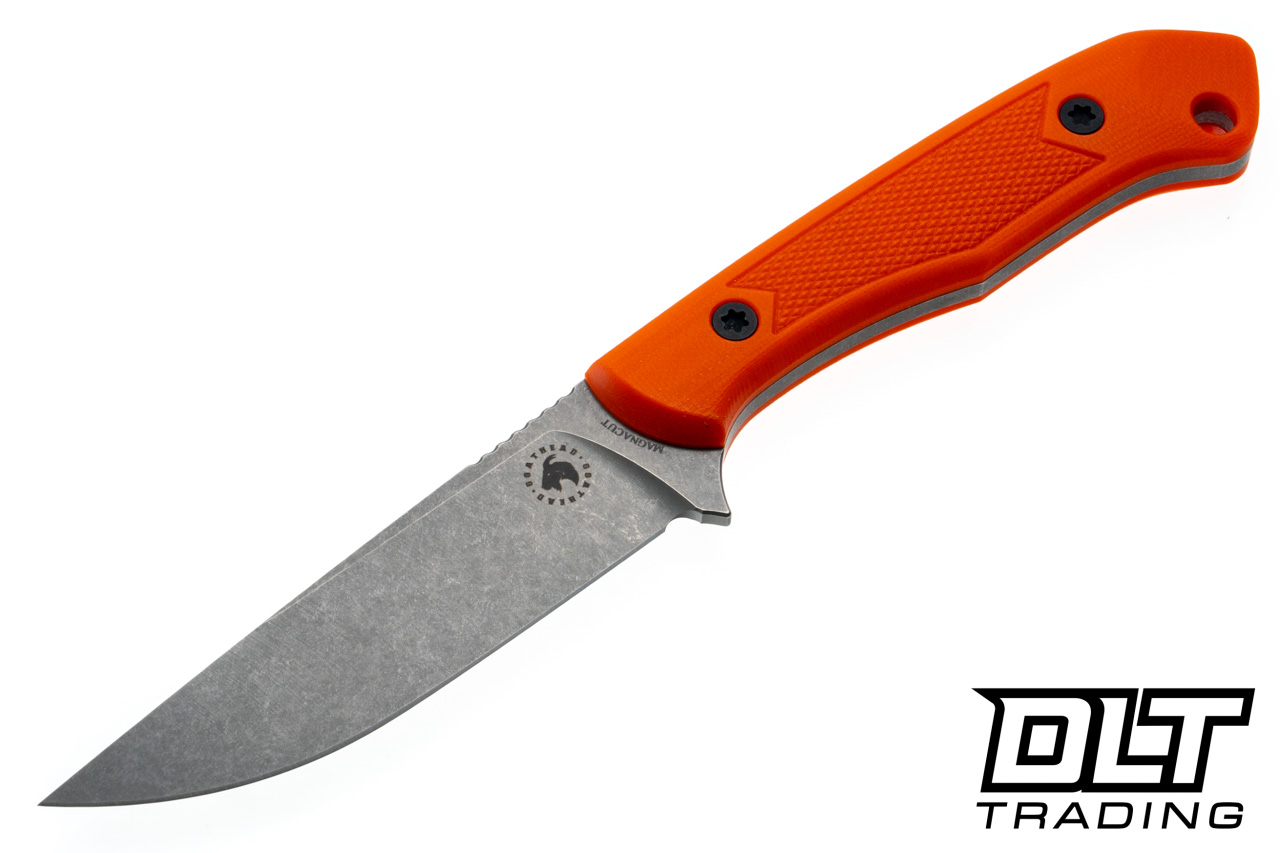 Goathead Knives Hunter 3.5 - Orange G-10 - Gunstock Checkering