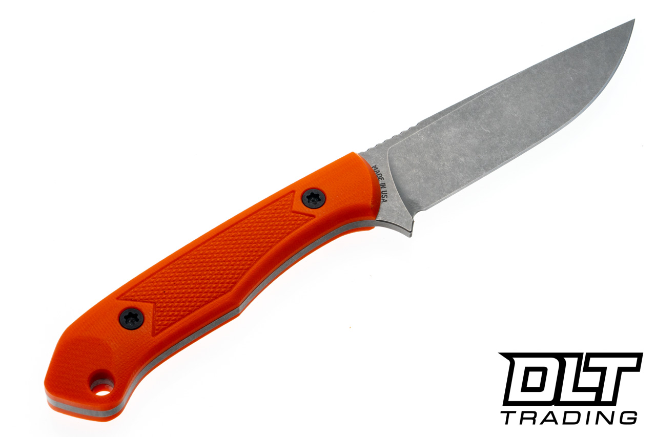 Goathead Knives Hunter 3.5 - Orange G-10 - Gunstock Checkering
