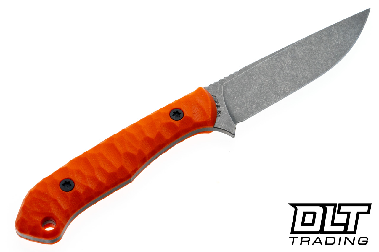 Goathead Knives Hunter 3.5 - Orange G-10 - Rock Pattern