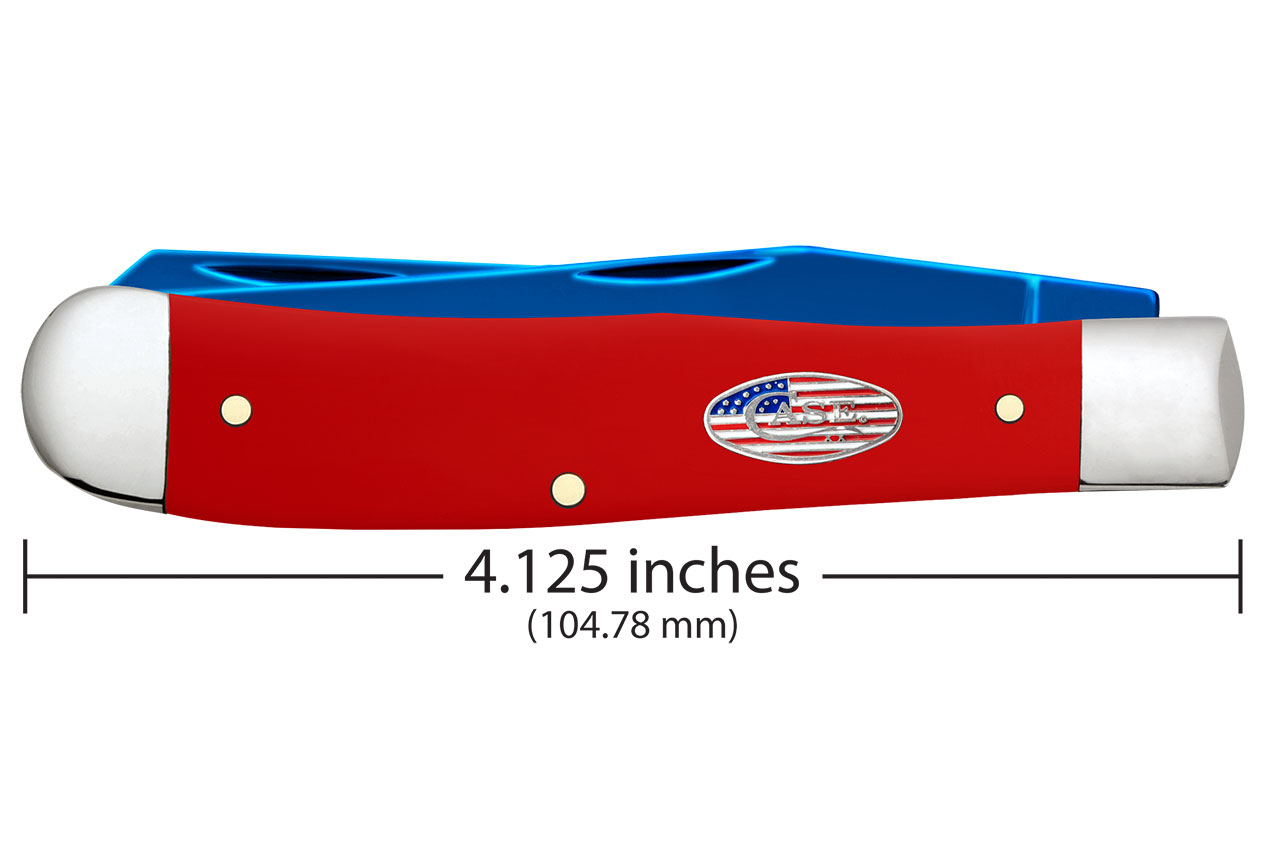 Case 250th Smooth Red Synthetic Trapper in Patriotic Cigar Box