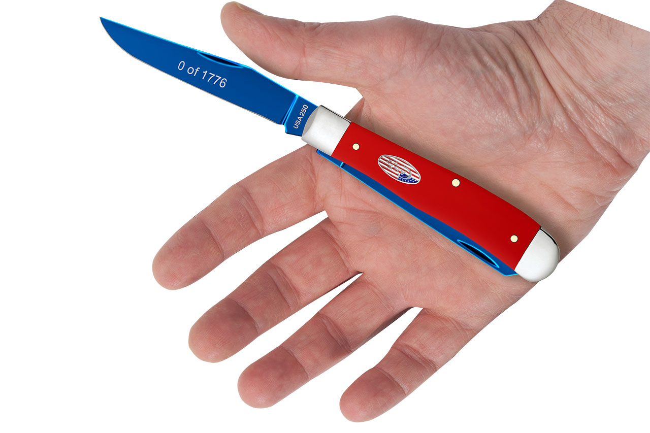 Case 250th Smooth Red Synthetic Trapper in Patriotic Cigar Box