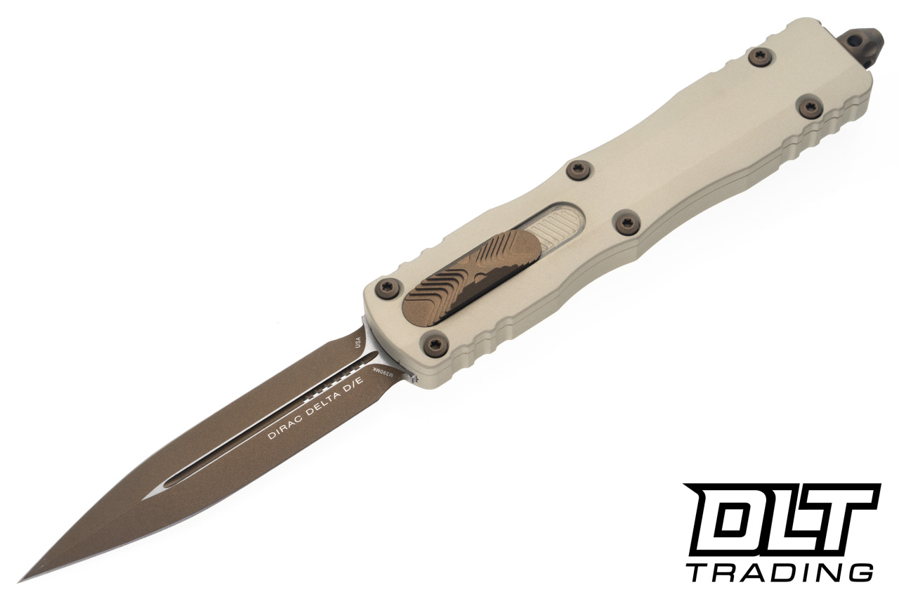 Microtech Dirac Delta D/E - Champagne Gold Handle - Burnt Bronze