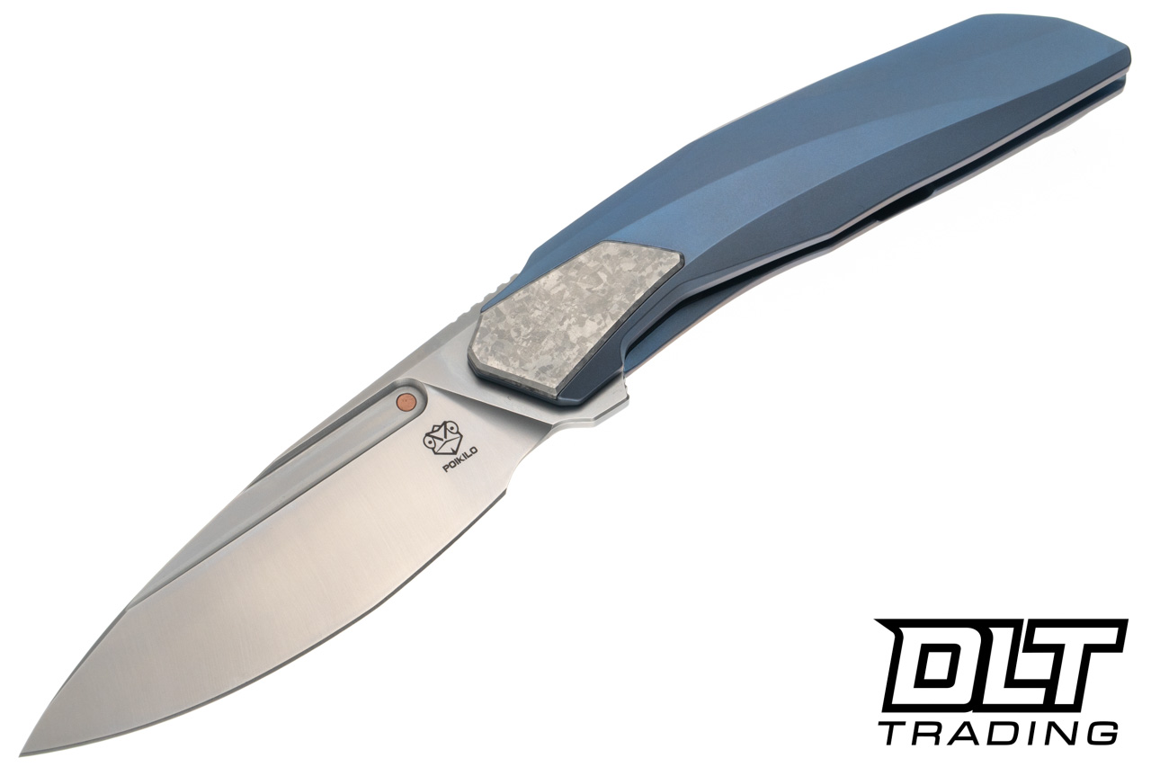 Poikilo Blade VK Flow S1 - Blue Ano Titanium Handle - Silver Inlay