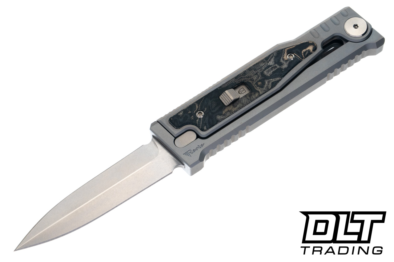 Reate EXO-M Elmax DE - Stonewash - Black & Green Burl Micarta