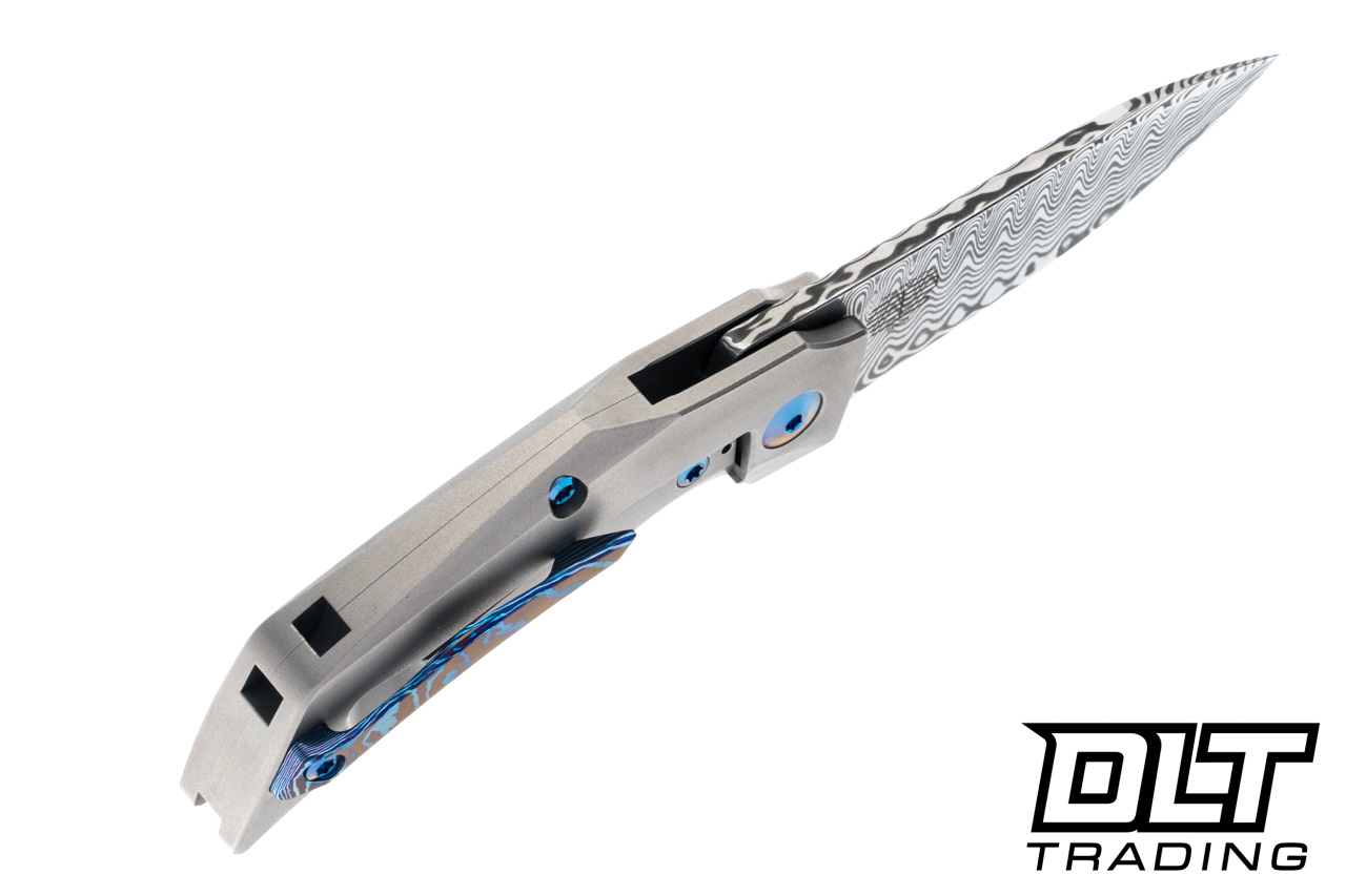Reate T2500 - Acid Wash Damasteel Blade - Bead Blasted Titanium