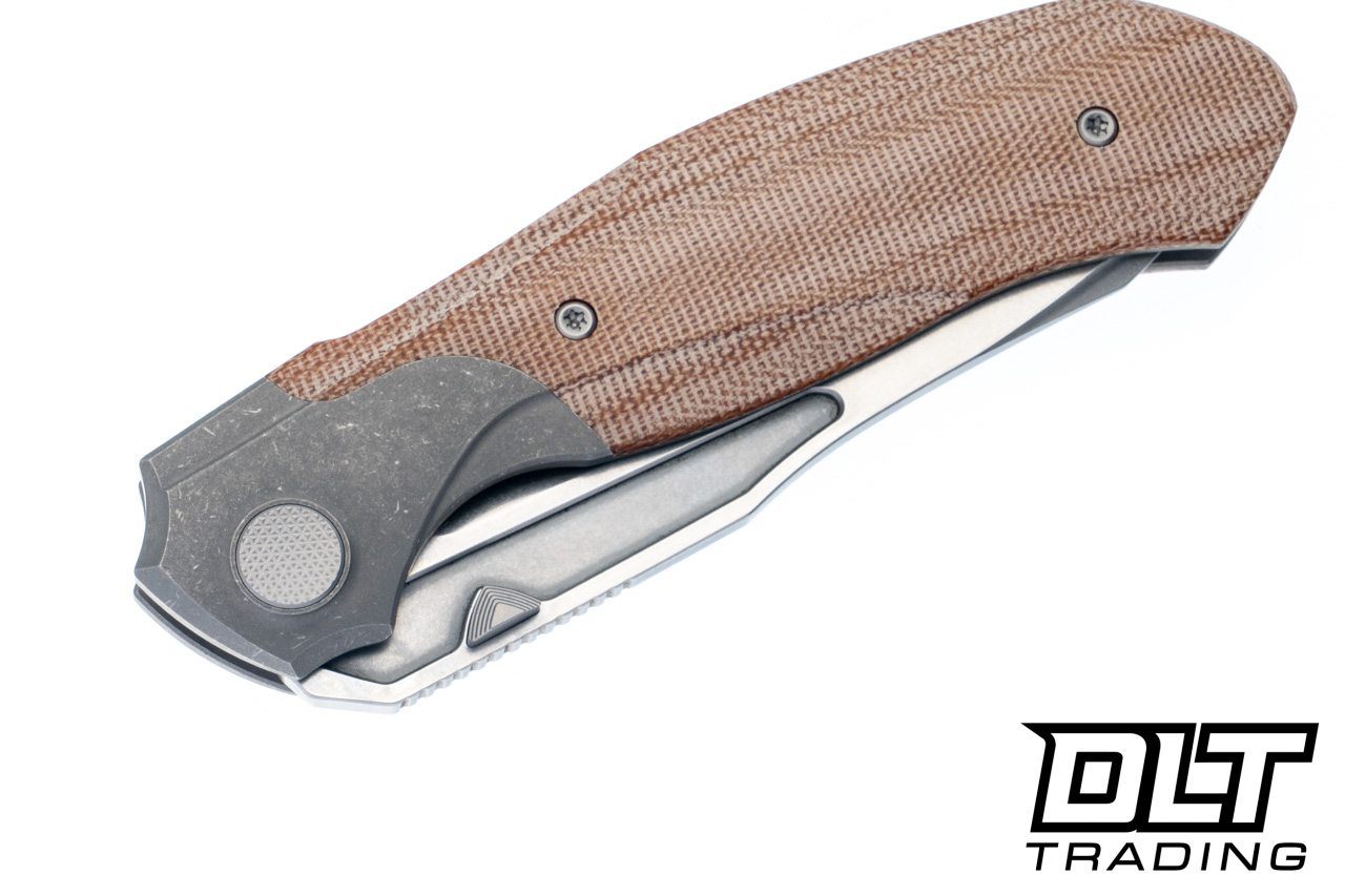 Null Knives Vandal - Dark Stonewashed Ti - Natural Micarta Inlay