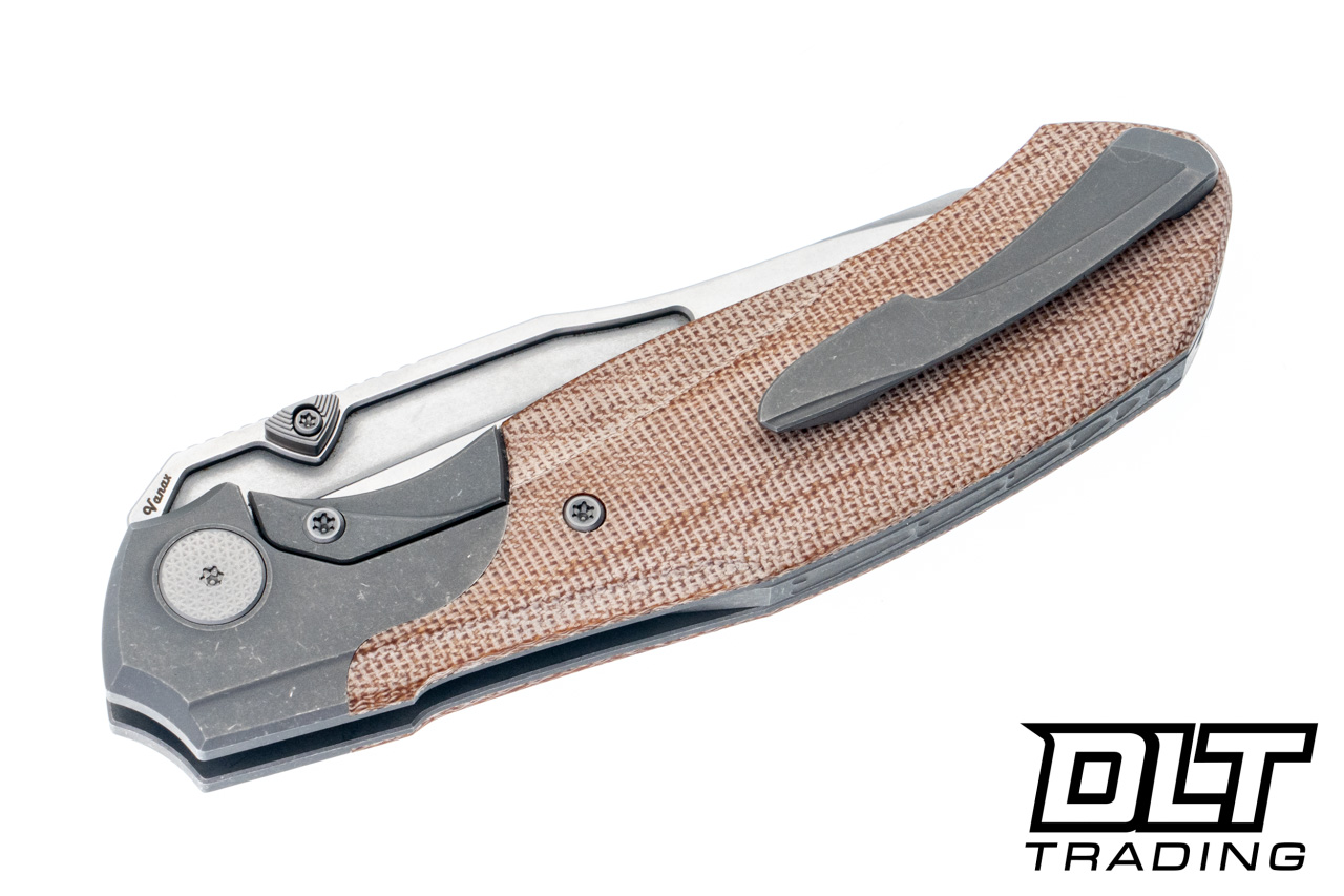 ウガンダ産 カールウエルナイ 72mm Null Knives Vandal - Dark Stonewashed Ti - Natural Micarta Inlay