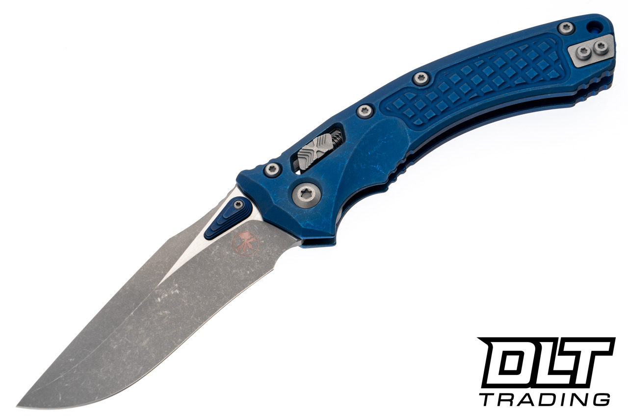 Microtech Amphibian Ram-Lok - Antique Blue Titanium Frag Handle