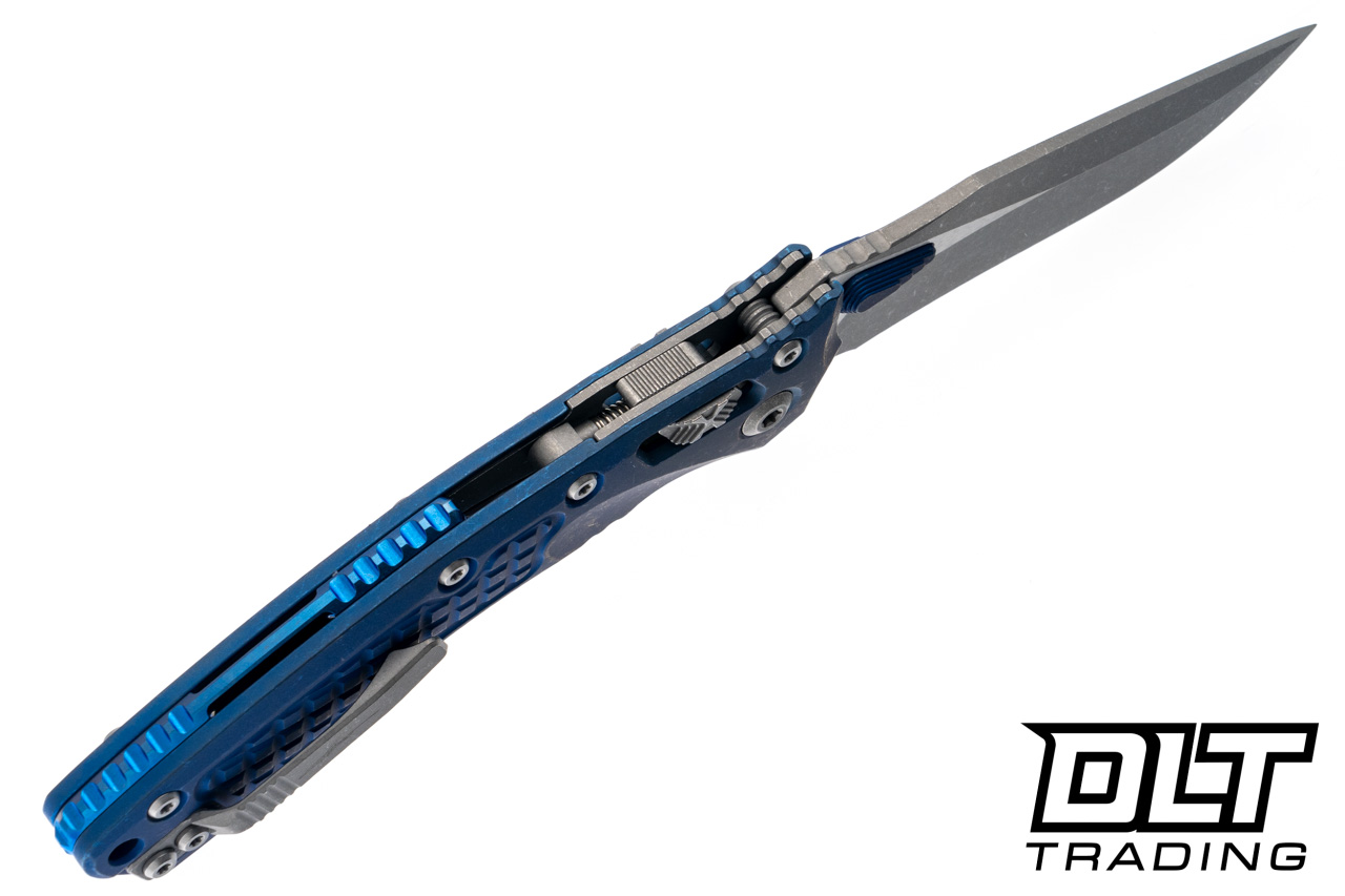 Microtech Amphibian Ram-Lok - Antique Blue Titanium Frag Handle