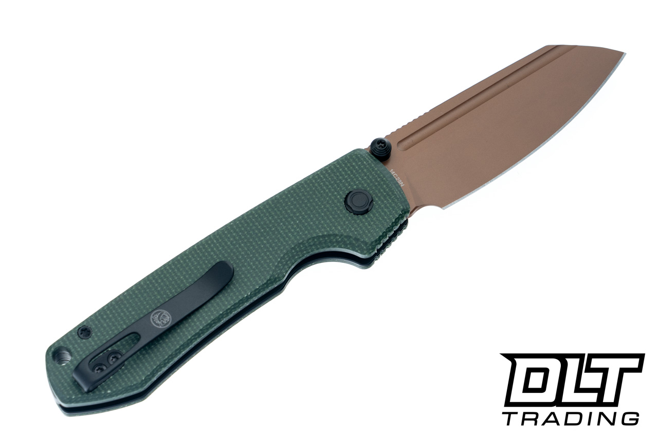 Vosteed Raccoon 2.0 - Green Micarta - Copper Dune 14C28N Modified