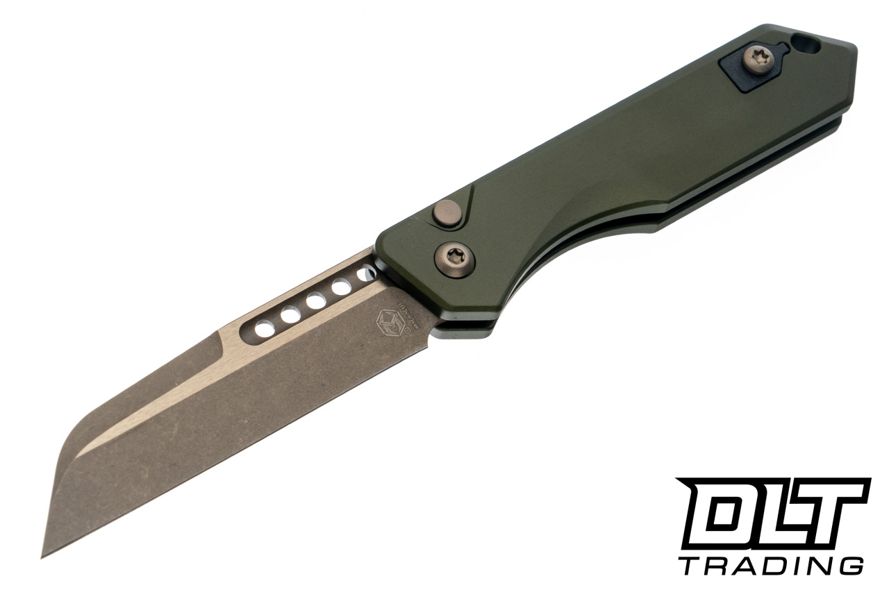 Heretic Jinn Auto - Wharncliffe Bronze MagnaCut Blade - OD Green