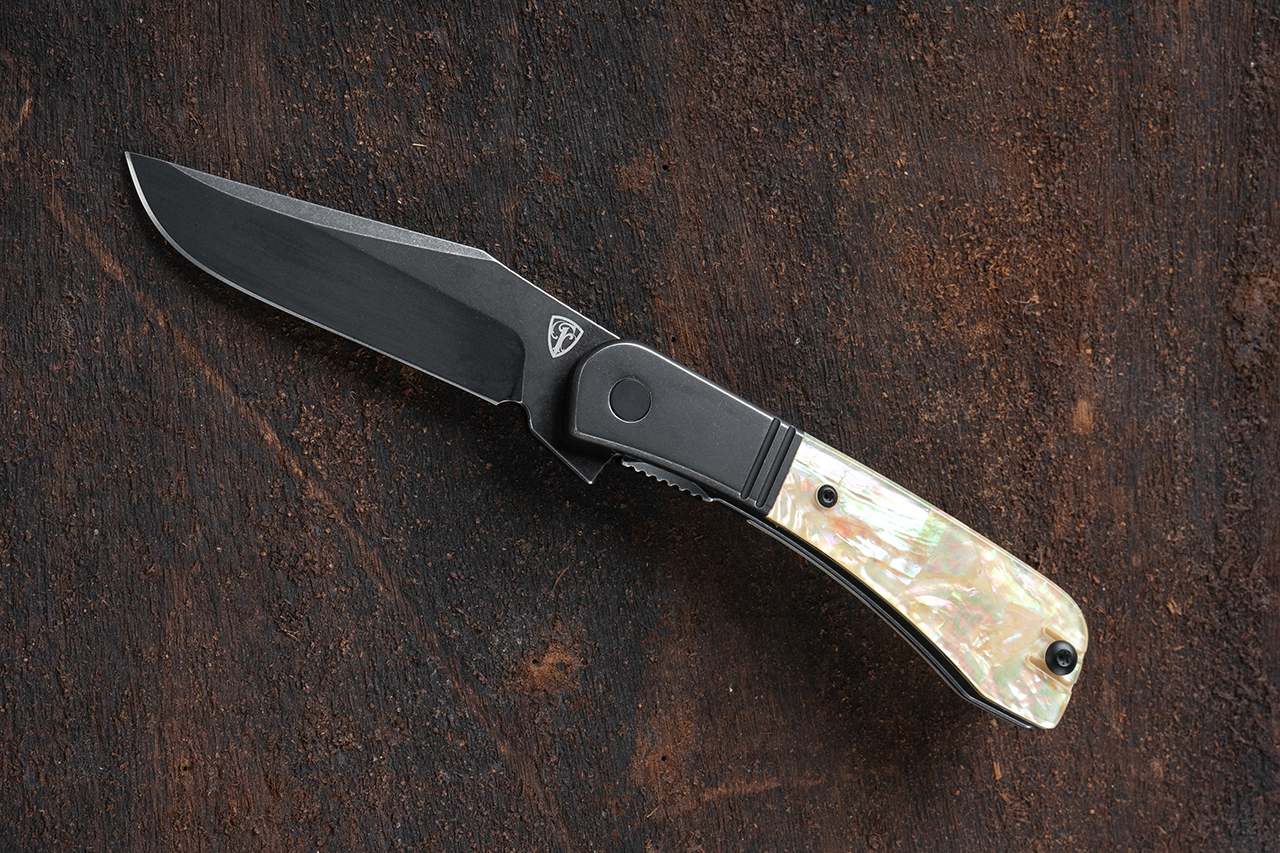 Finch Gooseneck - Mother of Pearl - Blackwashed 14C28N Blade - DLT