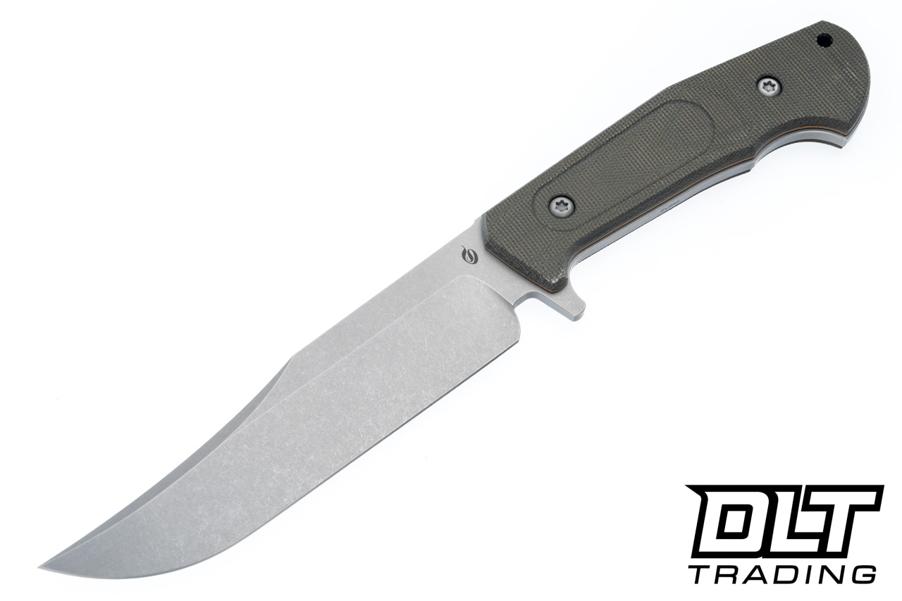 Sliwkosky Rambler - Green Canvas Micarta - Stonewash Elmax Blade