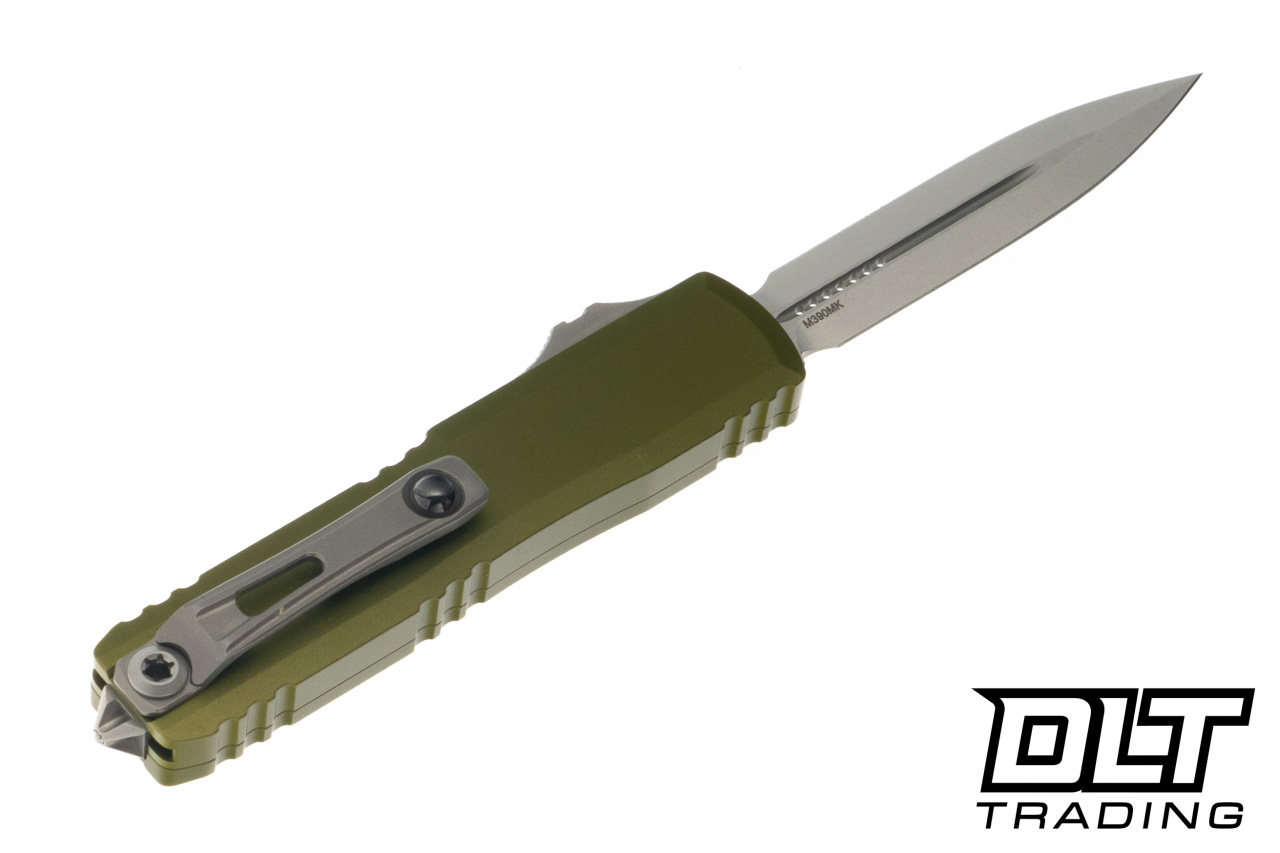 Microtech UTX-70 Gen IV D/E - OD Green Handle - Stonewashed Blade