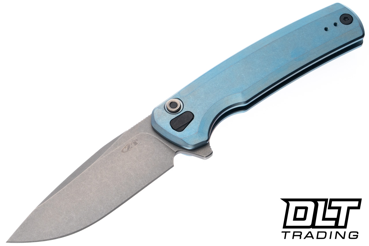 Zero Tolerance 0044BLU Button Lock Flipper - Blue Titanium