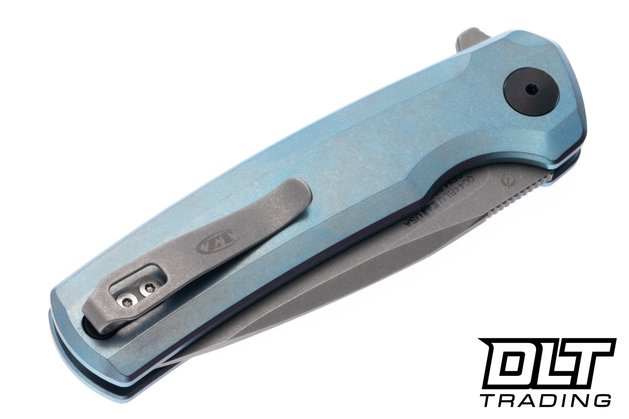 Zero Tolerance 0044BLU Button Lock Flipper - Blue Titanium