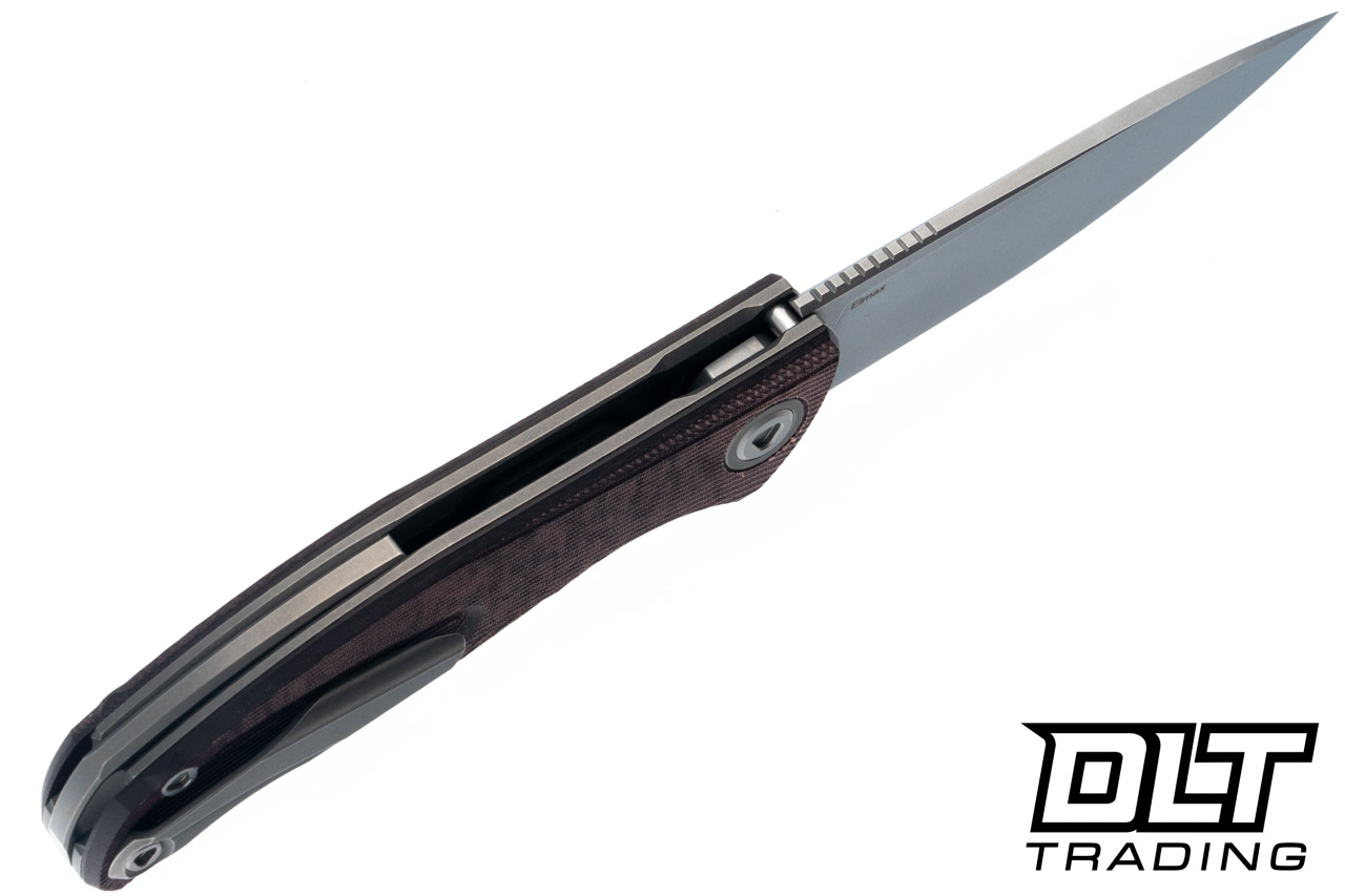 Shirogorov F95 Ursus MRBS - Maroon Canvas Micarta - Stonewash