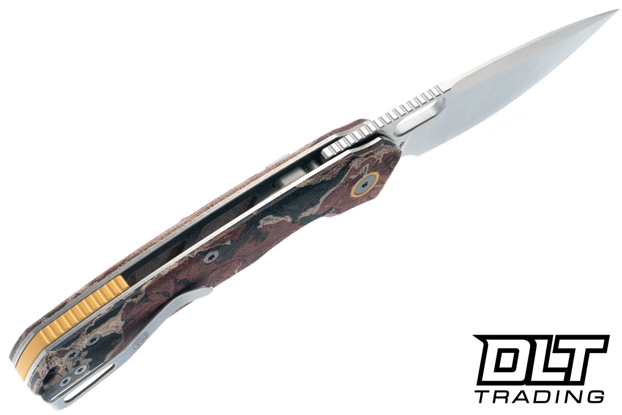 Vosteed Psyop - Canvas Rag Burl Red Currant Micarta - Stain Elmax