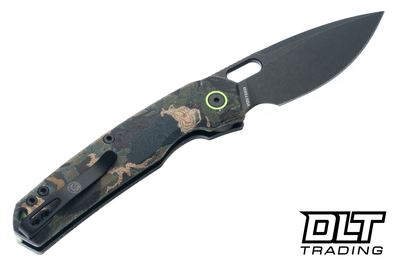 Vosteed Psyop - Canvas Rag Burl Blue Currant Micarta - Black