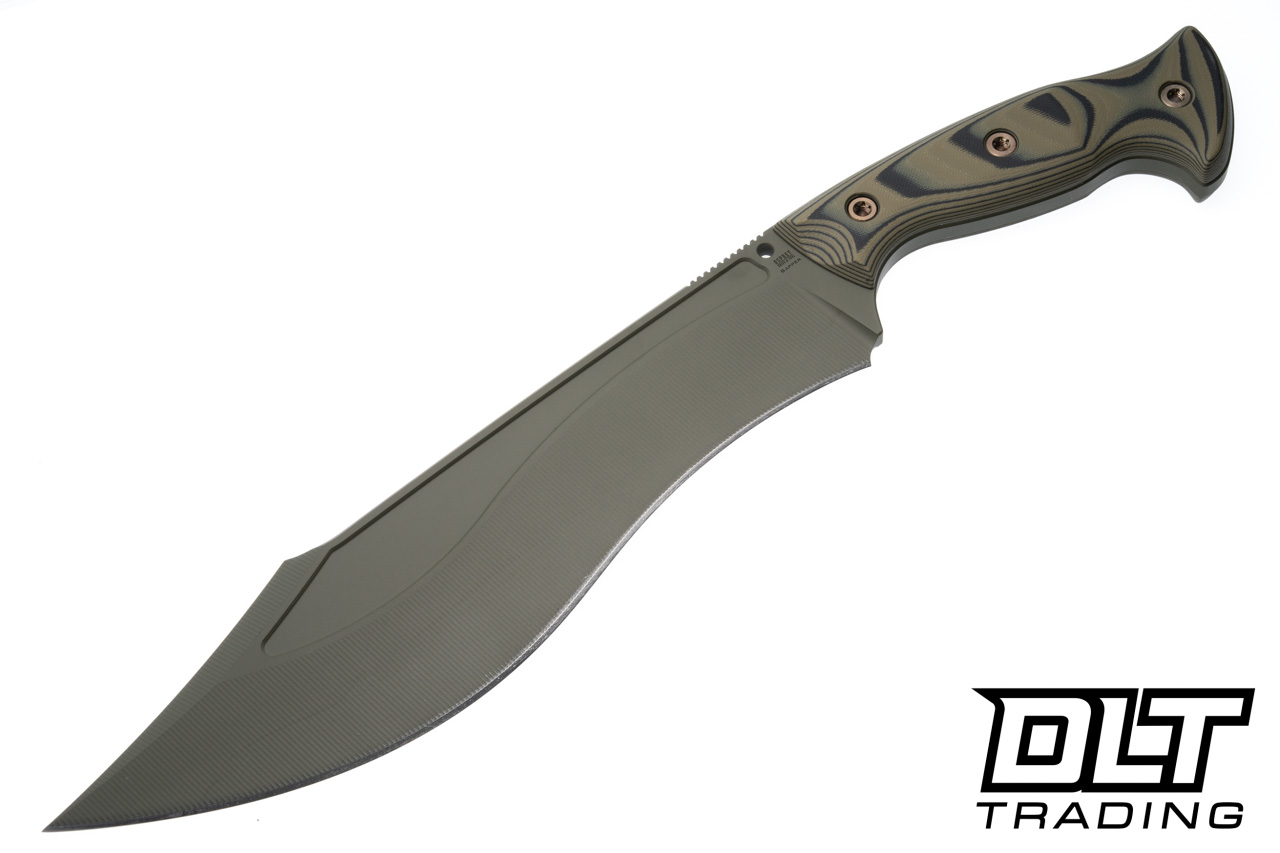 RMJ Tactical Sapper - 80CrV2 OD Green Cerakote - Dirty Olive G-10