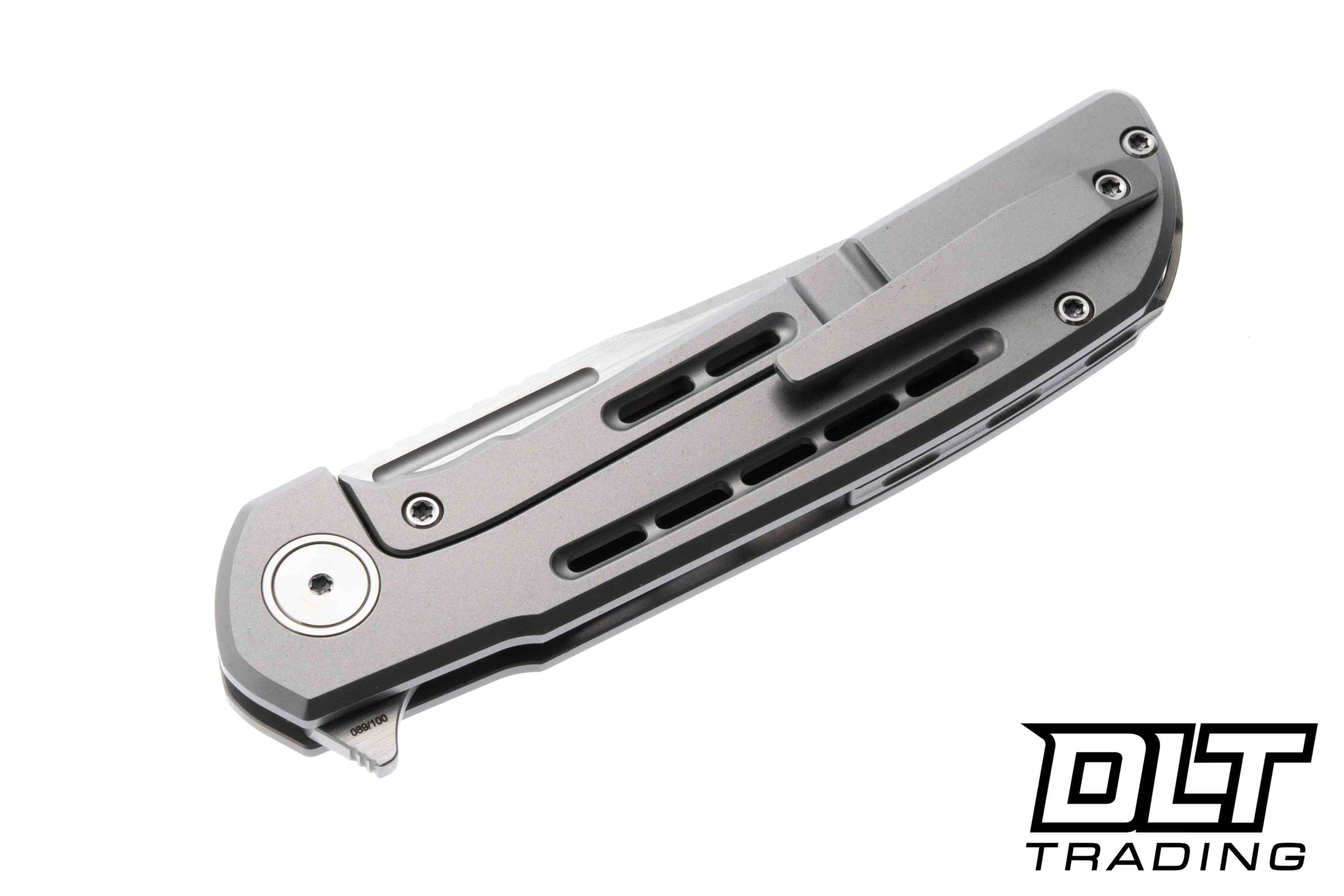 Reate Remedy - Satin Elmax Blade - Bead Blasted Titanium - DLT Trading