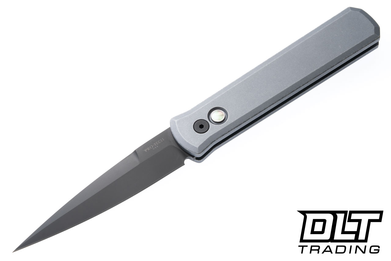 Pro-Tech Godfather - Battleworn Grey Aluminum - Black DLC 154CM