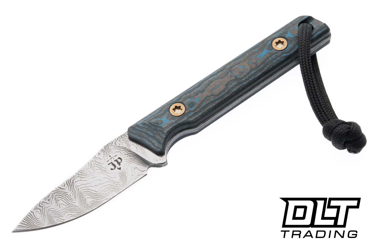 JP Bladesmithing Fang EDC Damascus - Arctic Storm FatCarbon Handle
