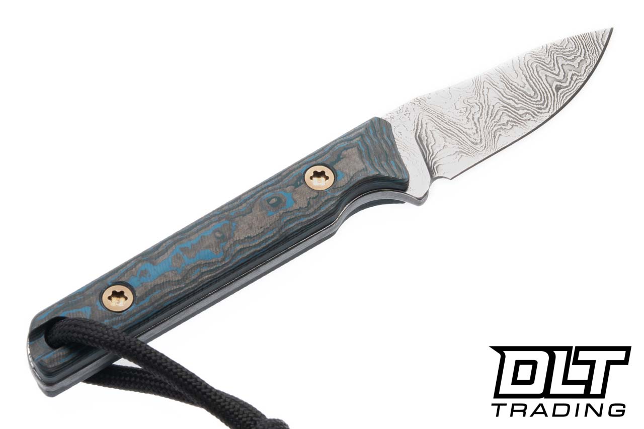 JP Bladesmithing Fang EDC Damascus - Arctic Storm FatCarbon Handle