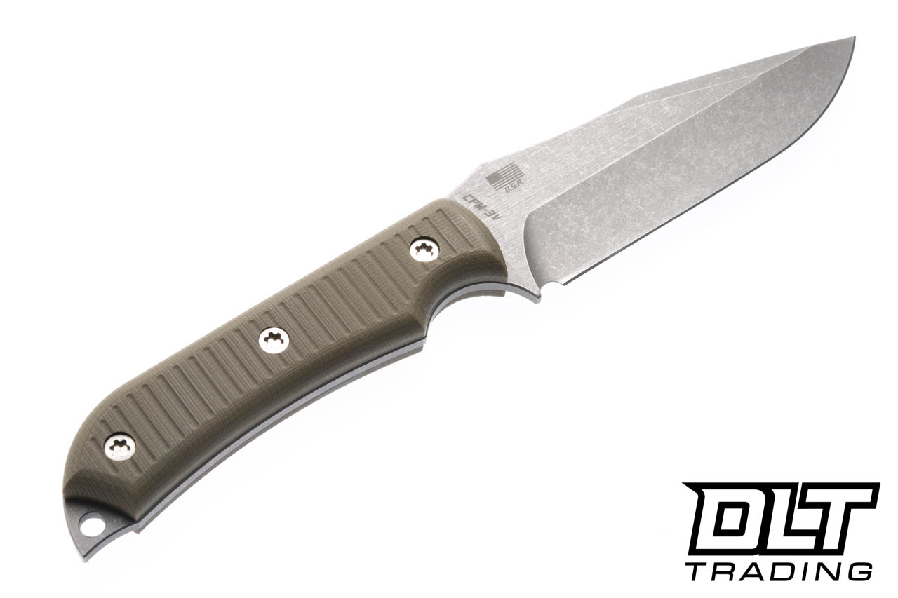 McNees Agent - Green G-10 - Stonewash 3V Clip Point Blade - DLT