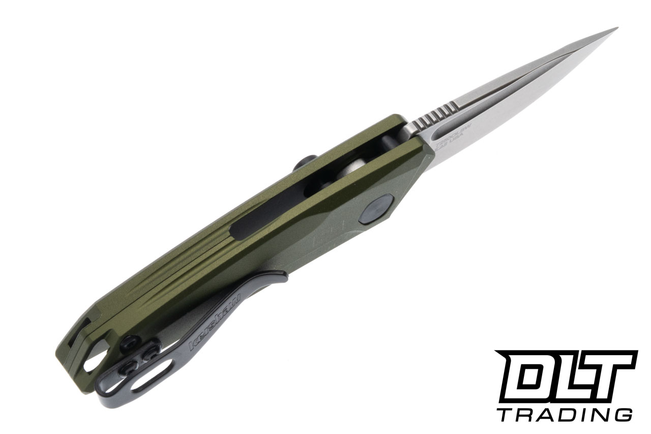 切手09 Kershaw Launch 9 Auto - Olive Aluminum - Stonewash CPM-154 Drop