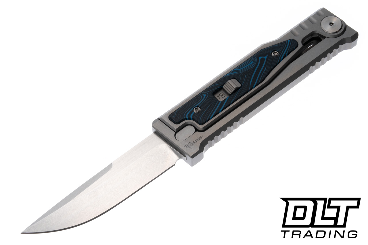 Reate EXO-M Elmax Stonewash Drop Point - Blue & Black Damascus G