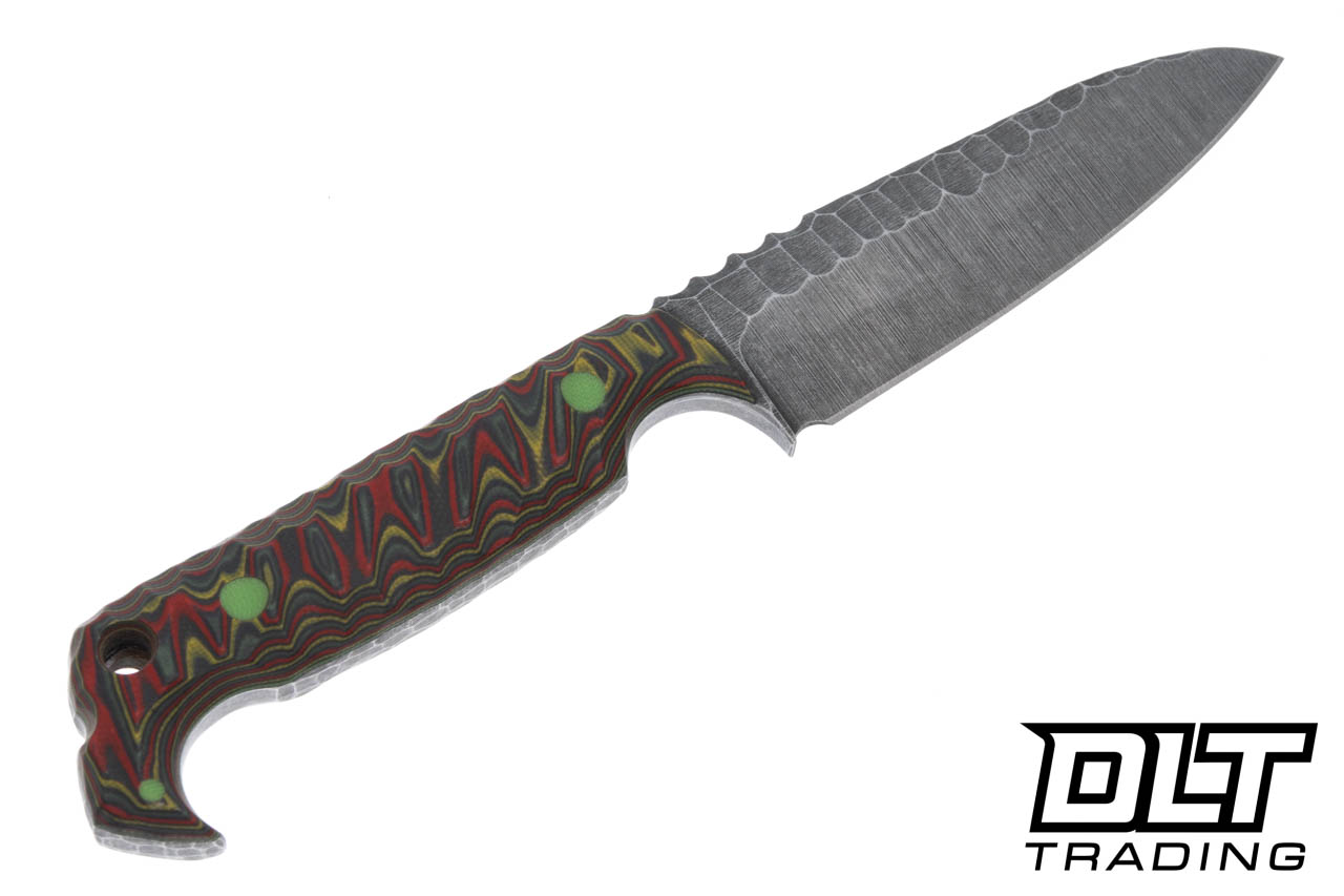 Black ROC Knives Joker - Red Multi-Colored G-10 - Drop Point
