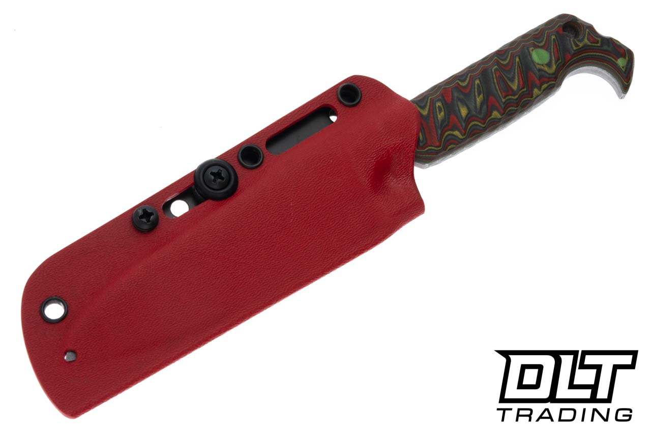 Black ROC Knives Joker - Red Multi-Colored G-10 - Drop Point