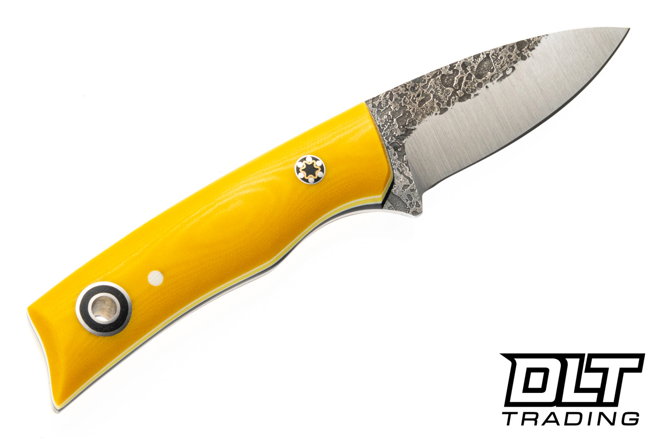 Fiddleback Forge Chicapea - Yellow Linen Micarta - Mosaic Pins