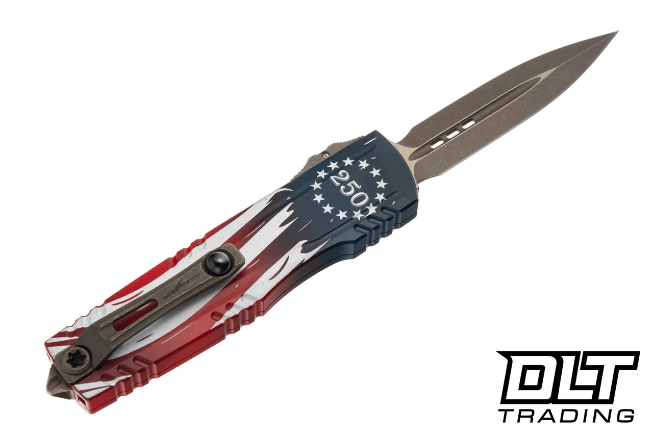 Microtech Luminary ZBP - Flag Handle - Bronzed Apocalyptic Blade