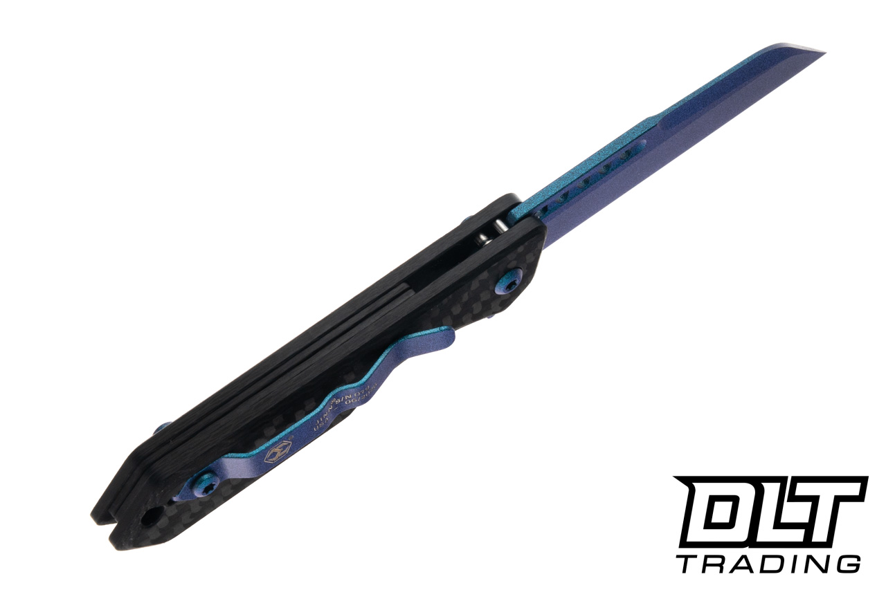 Heretic Jinn Manual - Metallic Teal MagnaCut Blade - Carbon Fiber