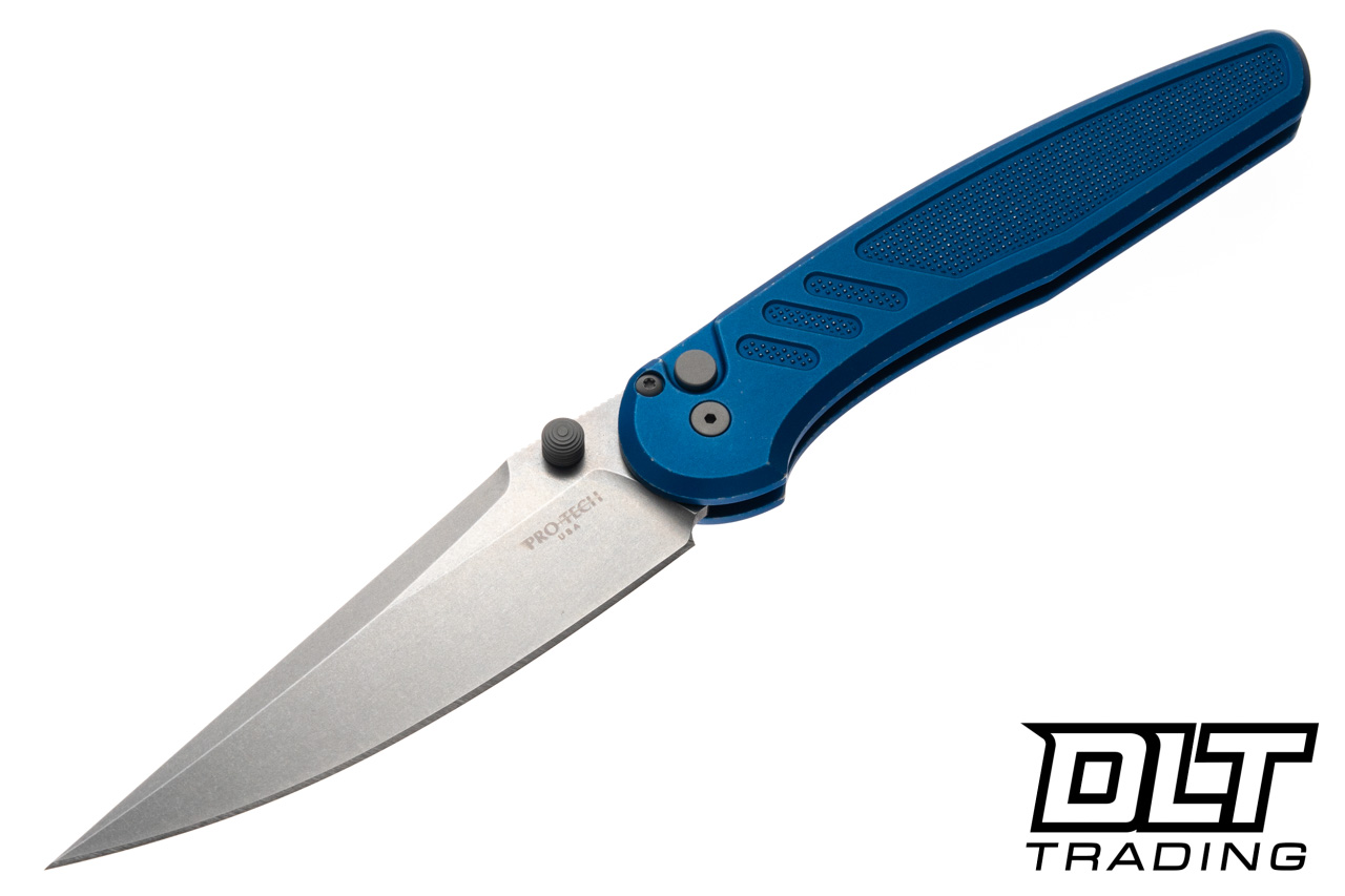 Pro-Tech Avalon - Knurled Battleworn Blue Aluminum - Stonewash