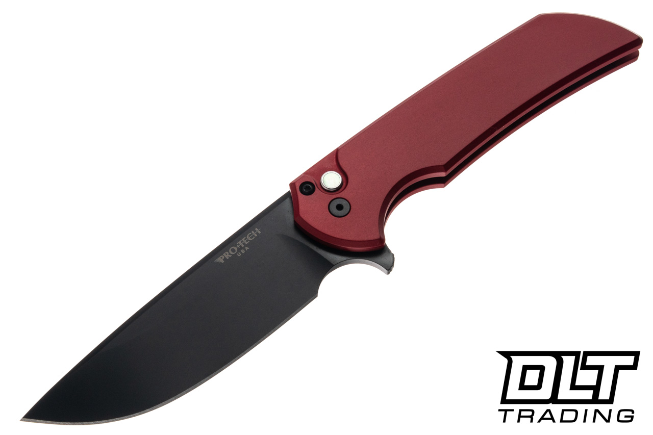 Pro-Tech Mordax - Red Aluminum - DLC Black MagnaCut Blade - Black