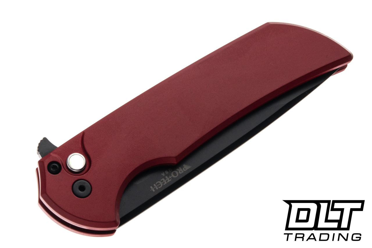 Pro-Tech Mordax - Red Aluminum - DLC Black MagnaCut Blade - Black