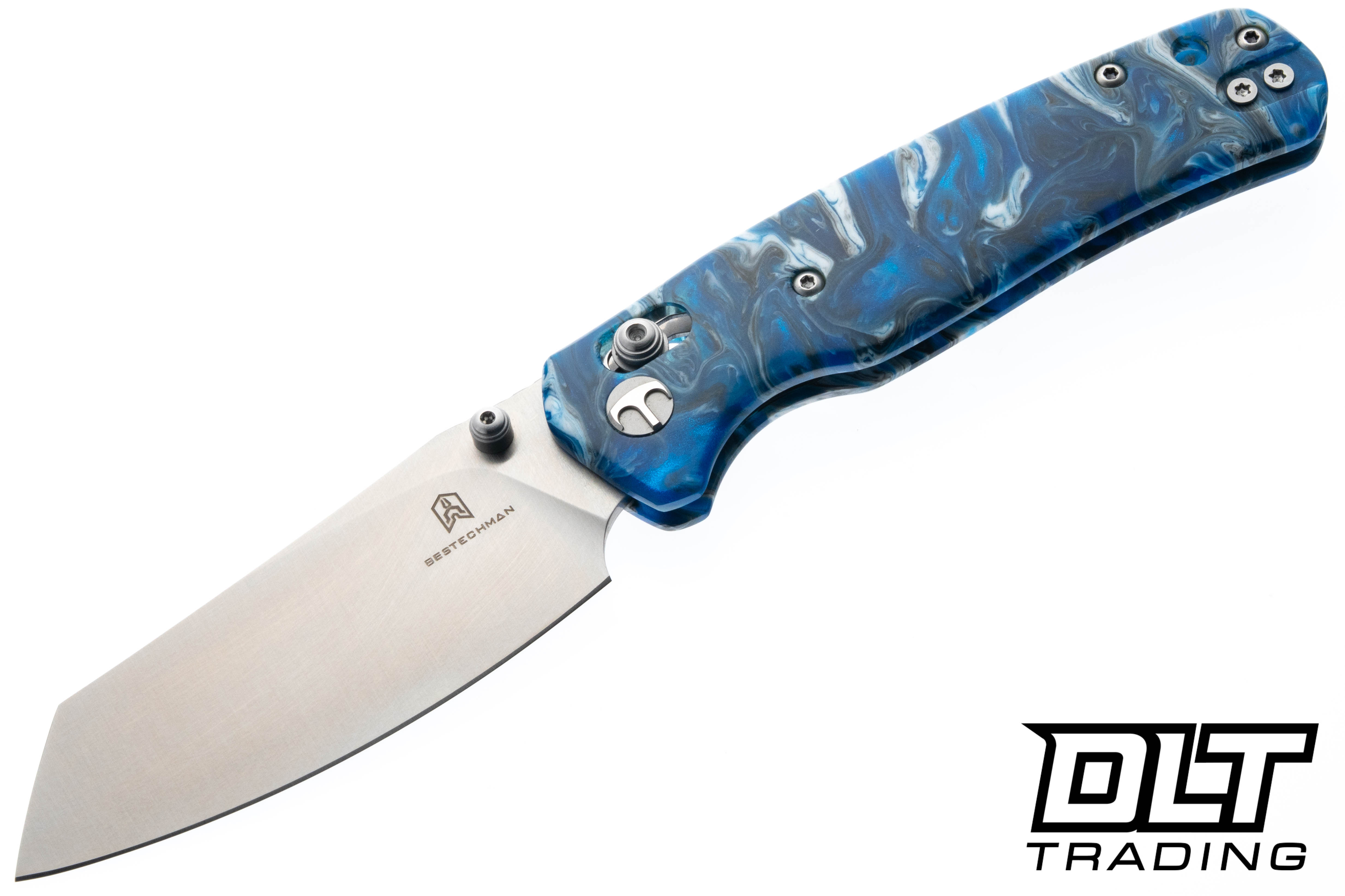 Bestechman Cicada's Wing - Blue Resin - Satin 10Cr15MoV Blade