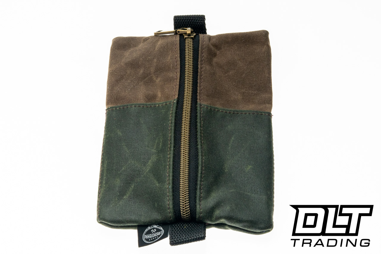 PNWBUSHCRAFT EDC Waxed Canvas Zipper Pouch - Brown & Green - DLT