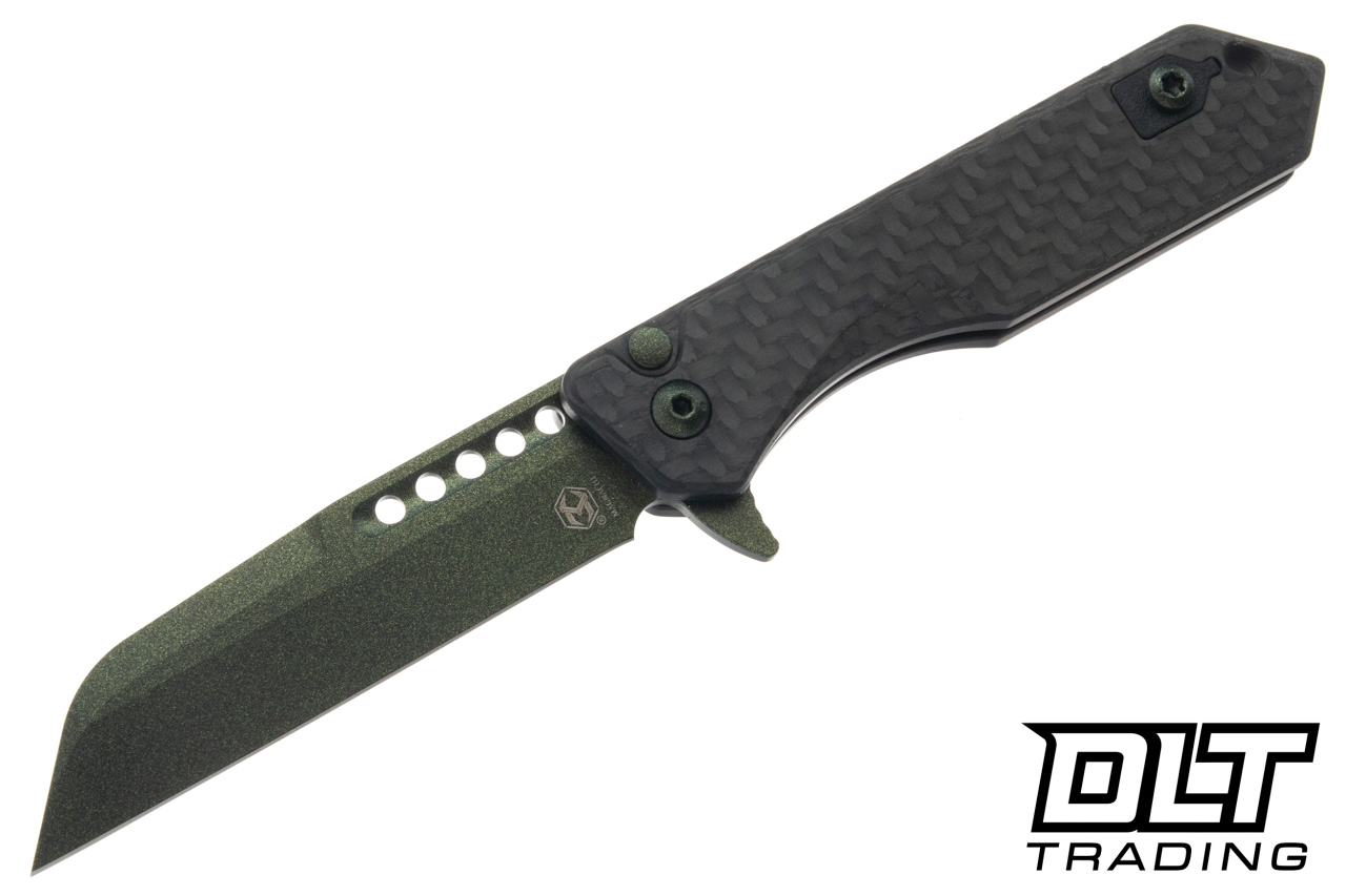 Heretic Jinn Manual - Metallic Green MagnaCut Blade - Carbon Fiber