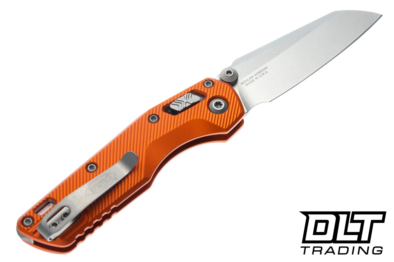 Microtech MSI Mini Ram-Lok - Orange Fluted Handle - Stonewashed