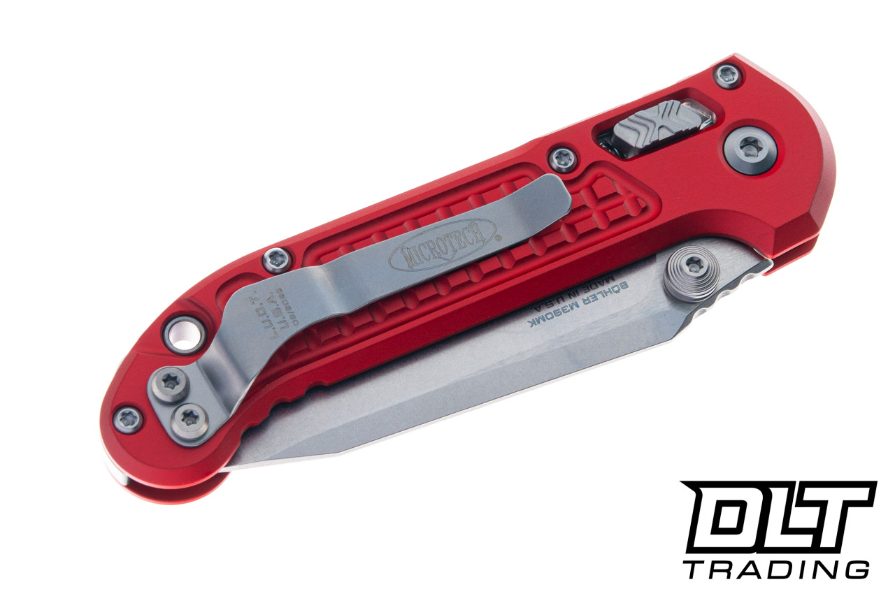 Microtech LUDT Ram-Lok T/E - Red Frag Handle - Stonewashed Blade