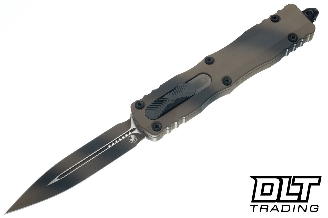 Microtech Dirac Delta D/E - Tan War Paint Handle - Tan War Paint