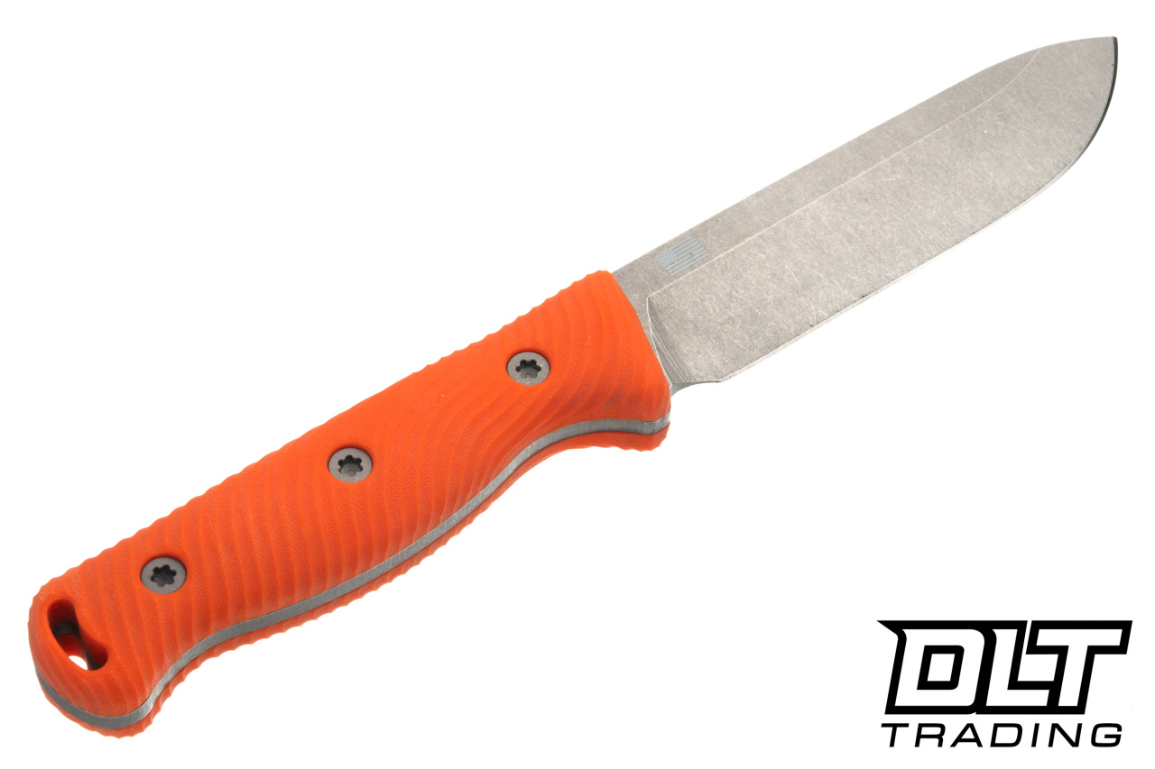 Hellbender Mudpup 5 Gen 2 - Orange G-10 - Tumbled MagnaCut Blade