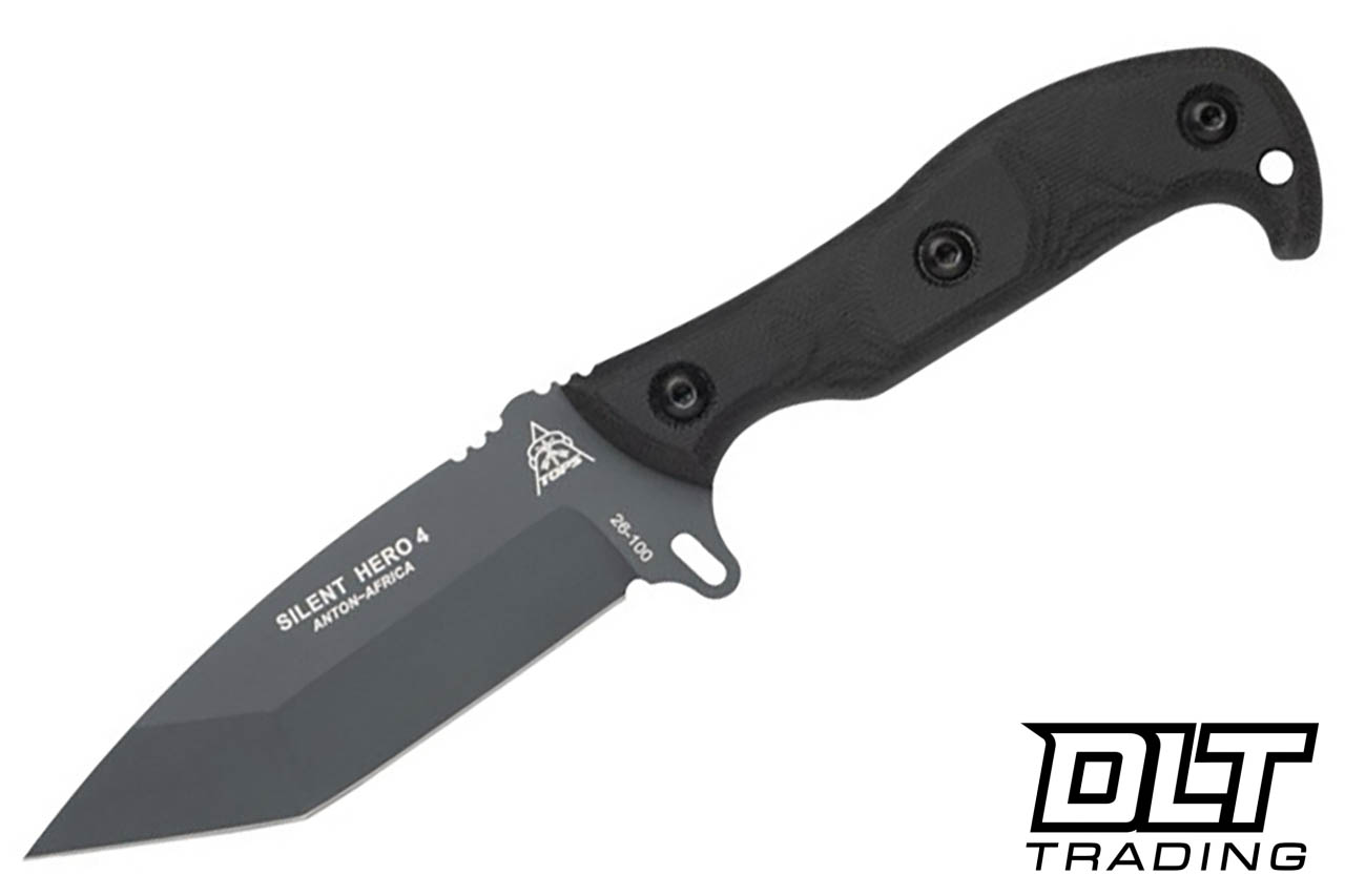 TOPS Silent Hero 4 - Black Canvas Micarta - Sniper Gray Tanto 1095