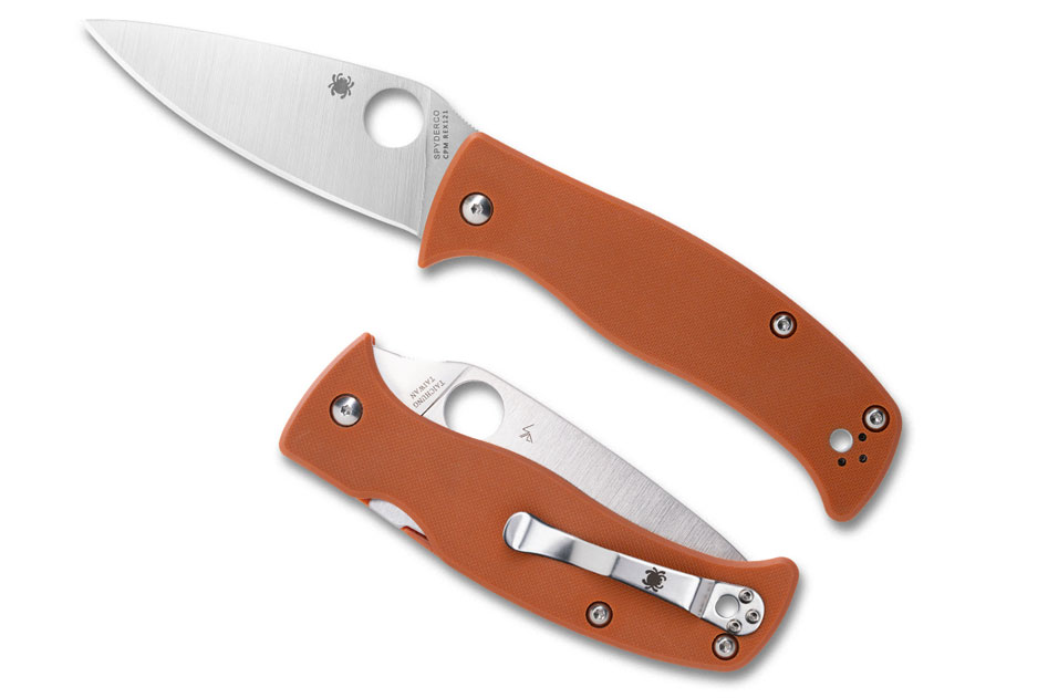Spyderco C217GPBOR Caribbean Leaf Shape Blade - Burnt Orange G-10